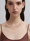OLIO E ACETO Tanabata Special Collection Rhodonite Pearl Beaded Necklace OLIO-OA13N38-YFC Silver/Pink Orange
